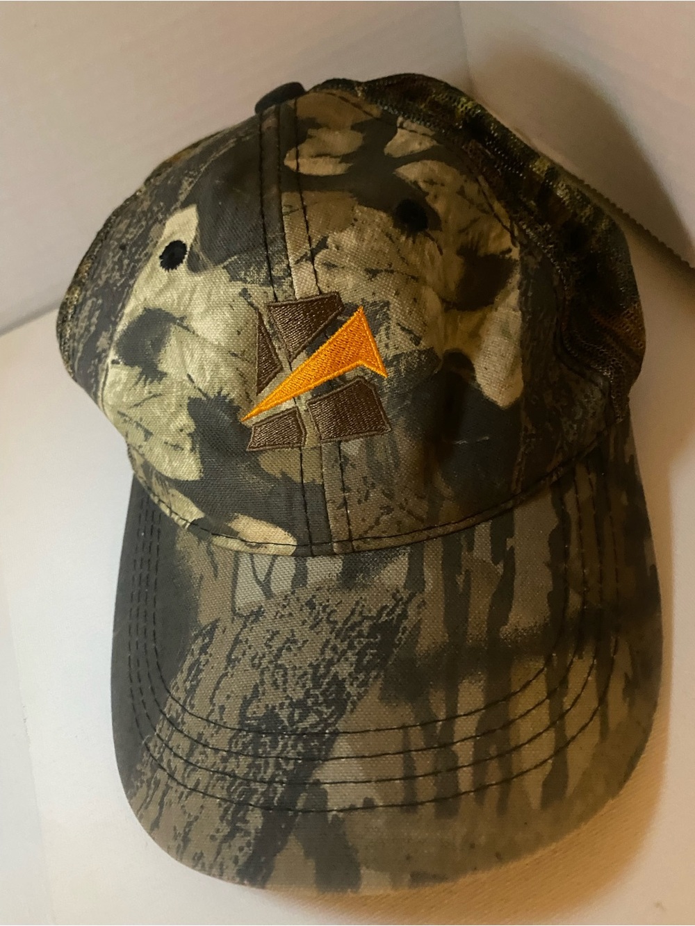 Source Unknown Camo Baseball Cap with Yellow Accent